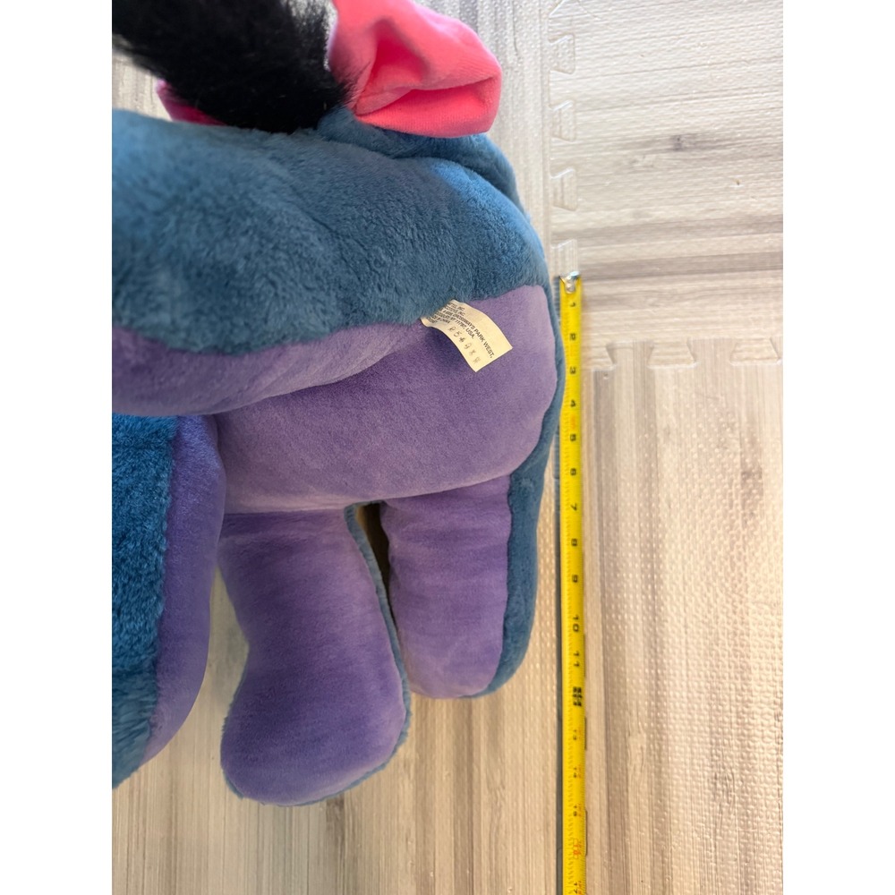 Disney Eeyore Plush Mattel Large Blue Pink Bow Detachable Tail Vintage 90s FLAW - Picture 7 of 16